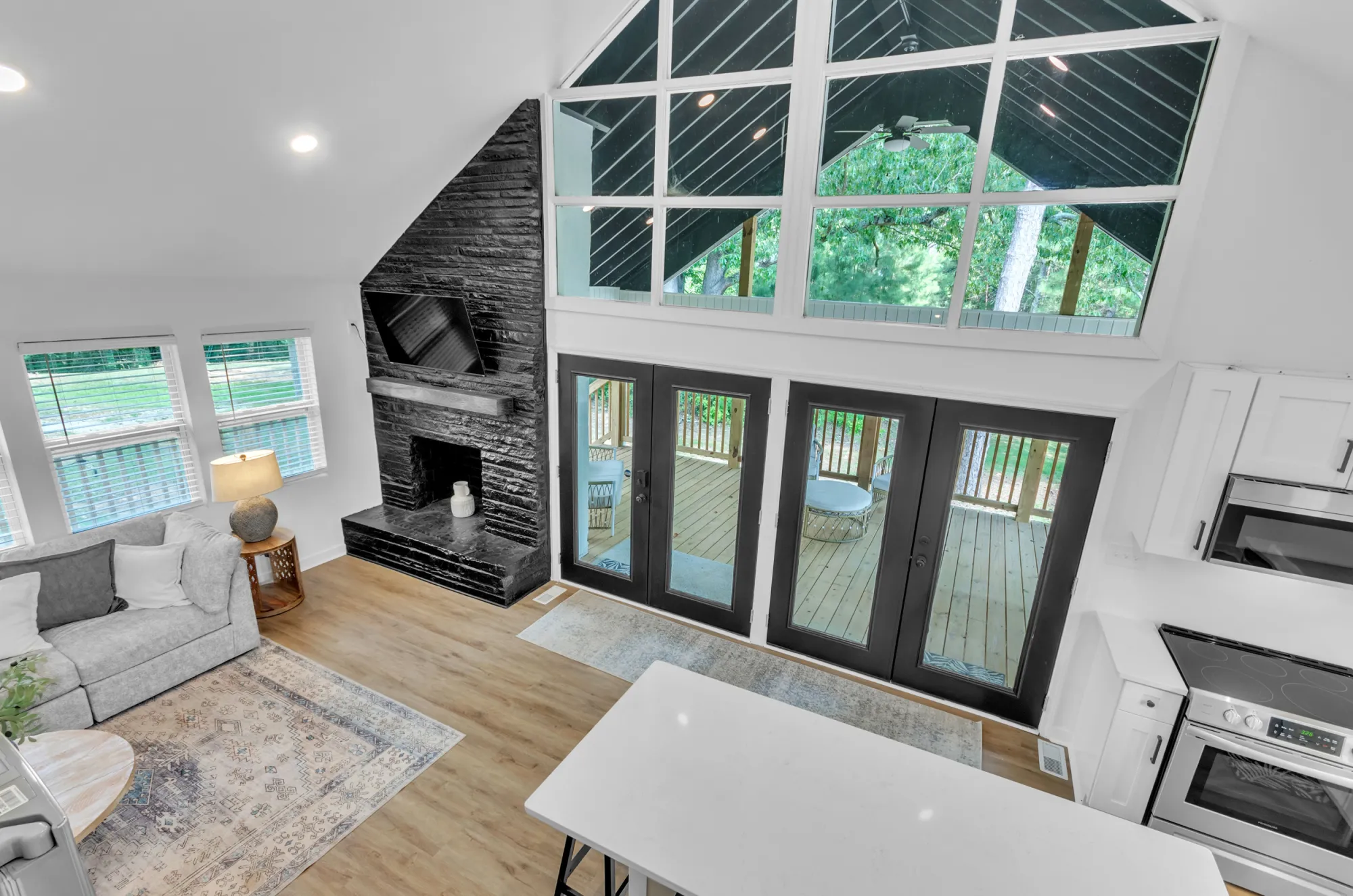 A-frame rental living room