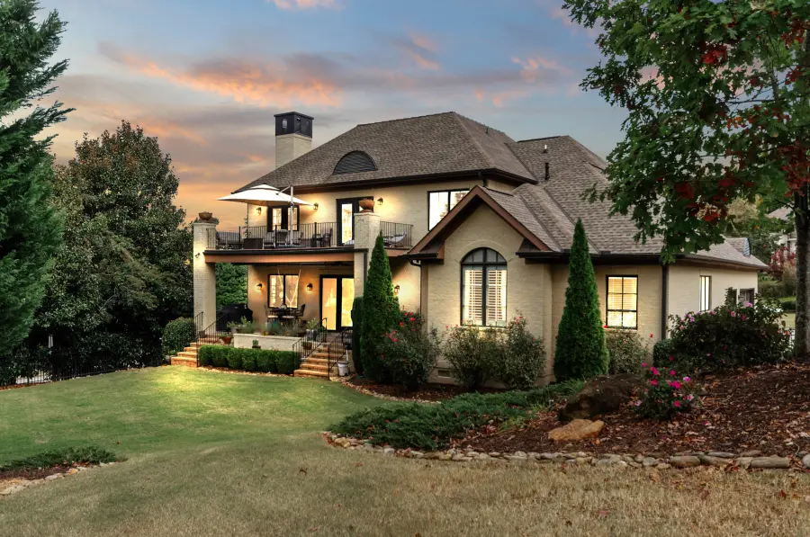 Estate home at dusk